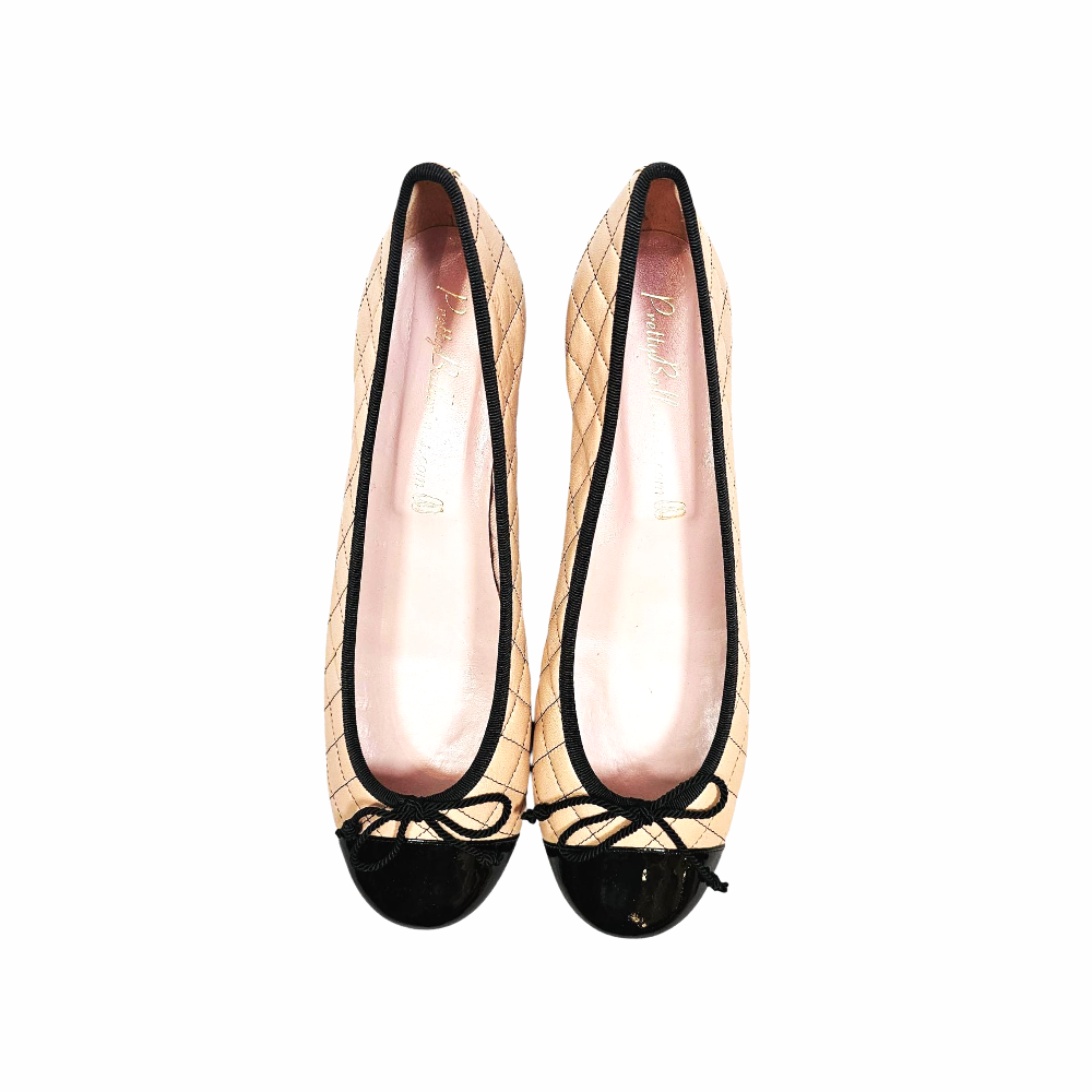 Low Heels Quilted Dual Colour Ballerina Flats "Tostado" - Pretty Ballerina