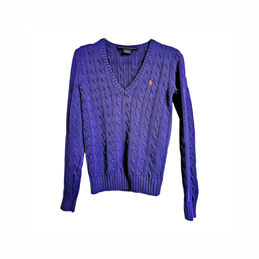 Cable Knit V-Neck Sweater - RALPH LAUREN SPORTS - Re:Velvet