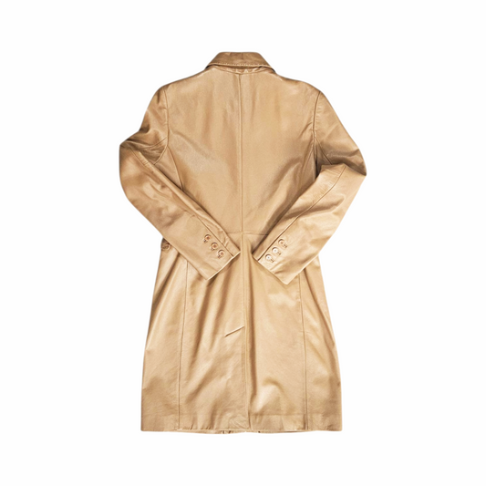 Vintage Y2K Tan Leather Three-Quarter Coat - Reaction by Kenneth Cole