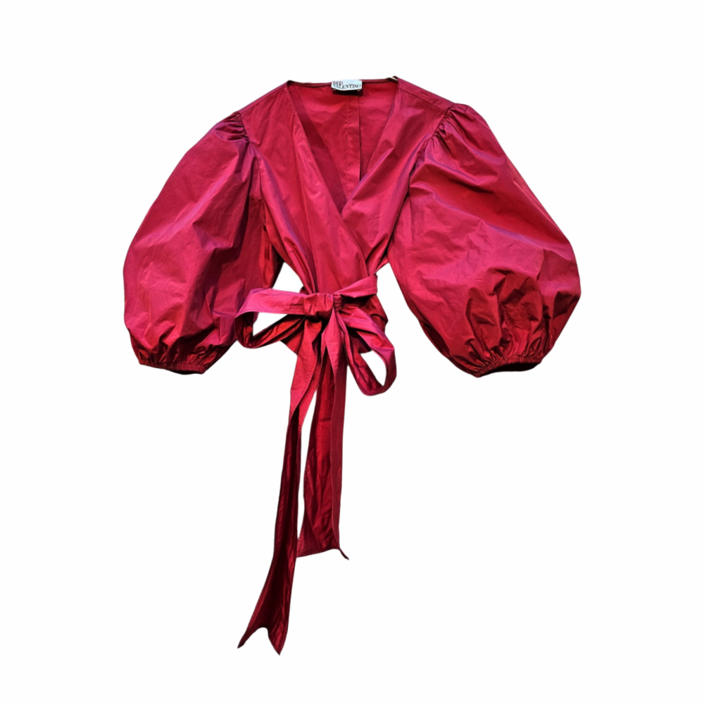 Taffeta Balloon Sleeves Wrap Shirt - RedValentino - Re:Velvet