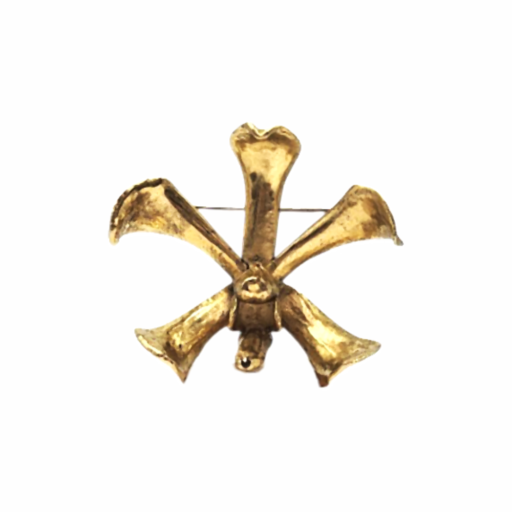 Vintage Gold-Plated Orchid Brooch - Risis