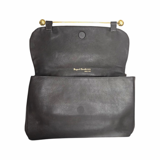 ‘Clio’ Leather Clutch Bag with Brass Bar - Rupert Sanderson