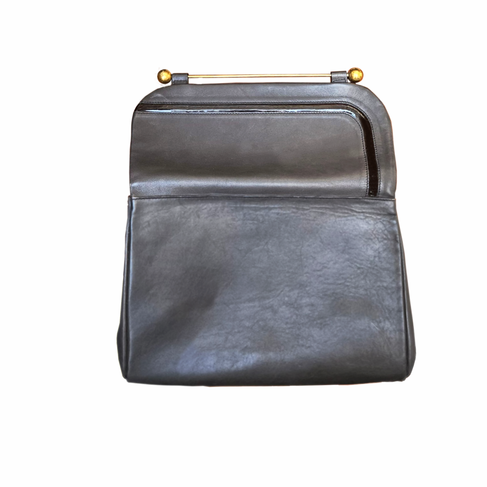 ‘Clio’ Leather Clutch Bag with Brass Bar - Rupert Sanderson