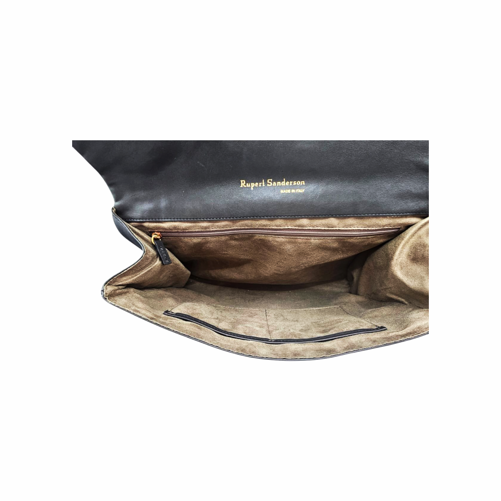 ‘Clio’ Leather Clutch Bag with Brass Bar - Rupert Sanderson