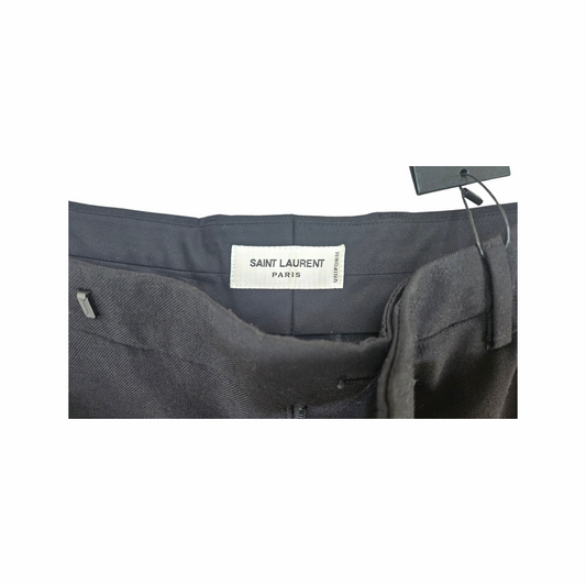 Black Wool Gabardine Tapered Suit Trousers- Saint Laurent