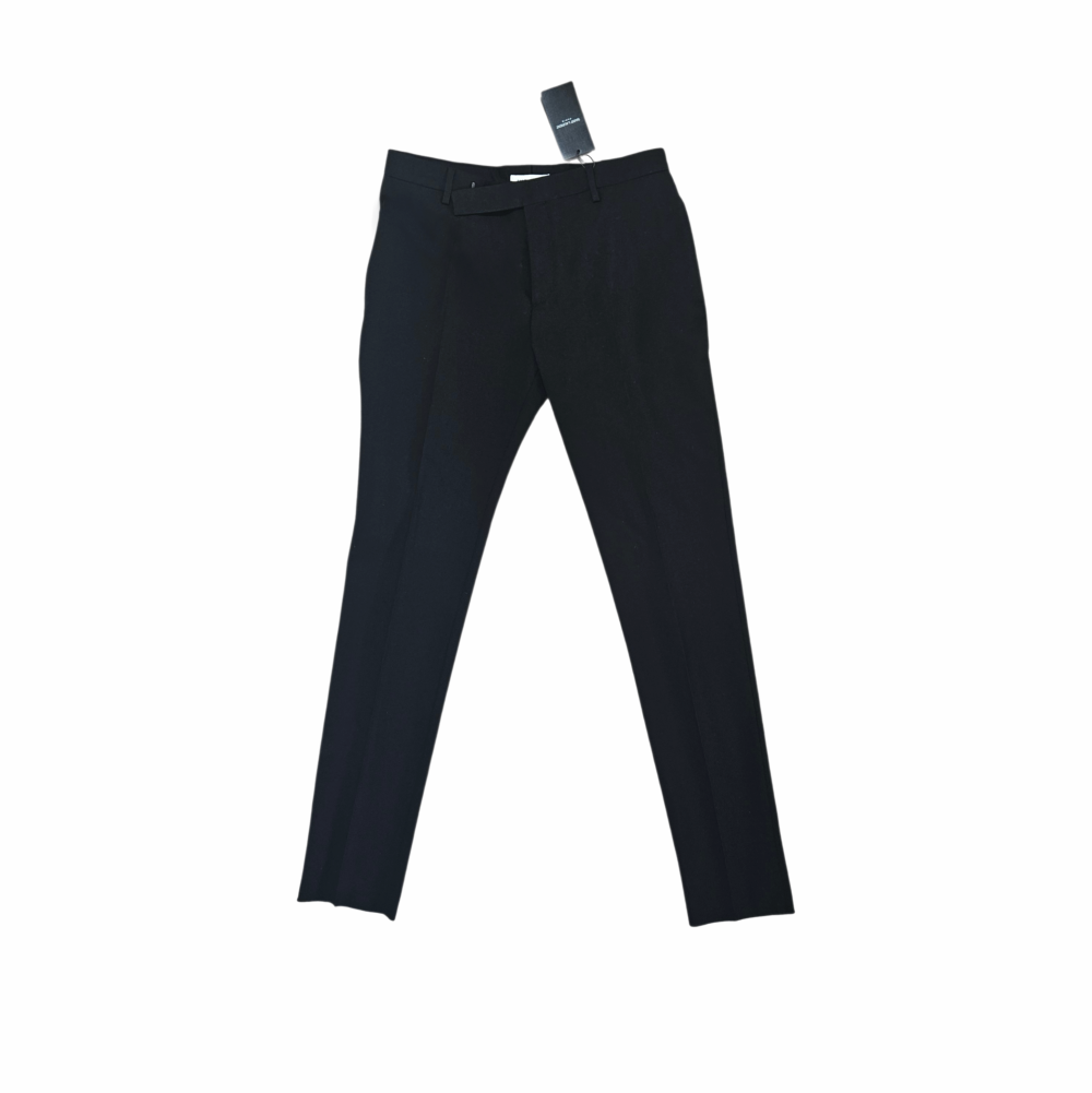 Black Wool Gabardine Tapered Suit Trousers- Saint Laurent