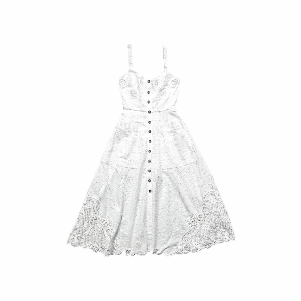 Broderie Anglaise Buttoned up Midi Dress - Saloni