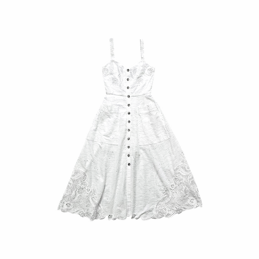 Broderie Anglaise Buttoned up Midi Dress - Saloni