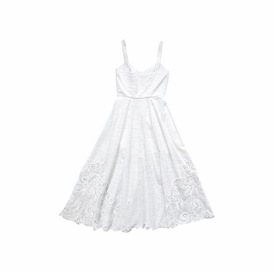 Broderie Anglaise Buttoned up Midi Dress - Saloni