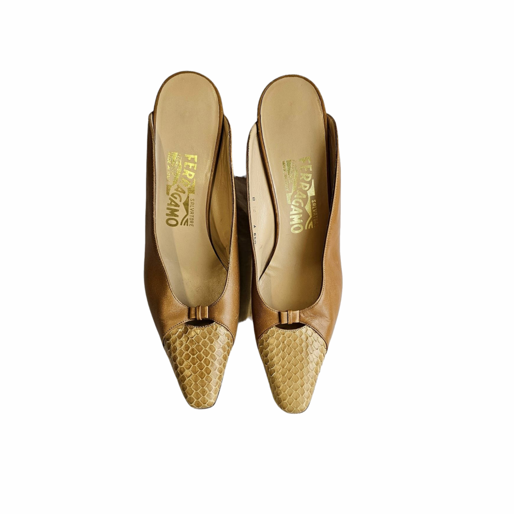 Kitten Heels Dual Leather and Python Tip - Salvatore Ferragamo - Re:Velvet