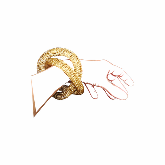 Gold-Tone Woven Mesh Knot Bracelet - Sarah Cavender Metalworks - Re:Velvet