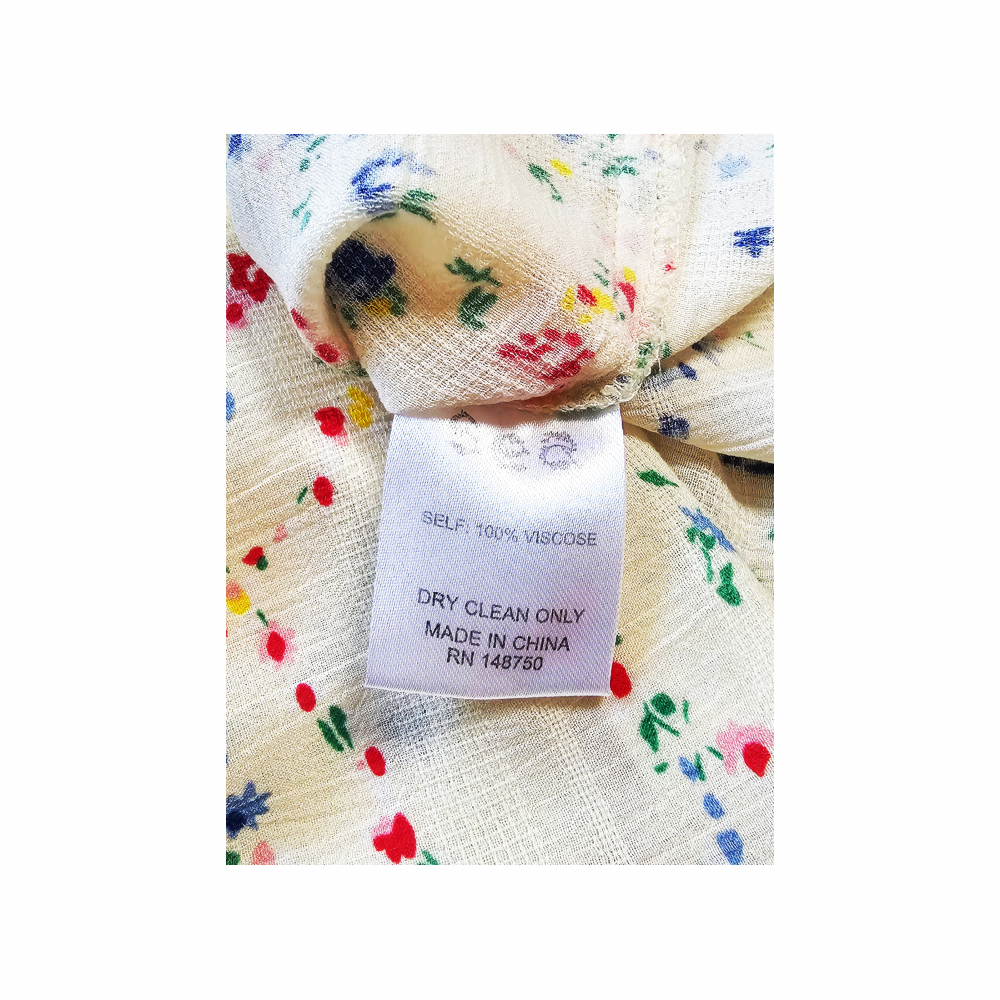 Smocked Floral Ruffle Blouse in Crinkled Cotton Voile - Sea New York