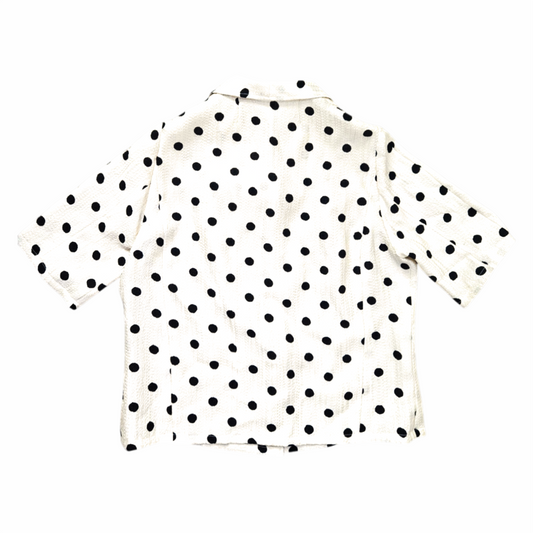 1990s Crinkled Cream Polka Dot Short-Sleeve Shirt - Senatore Moda - Re:Velvet