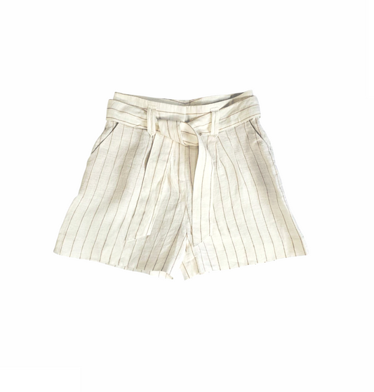 High Waist Belted Linen Shorts - Sézane