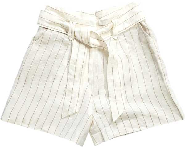 High Waist Belted Linen Shorts - Sézane