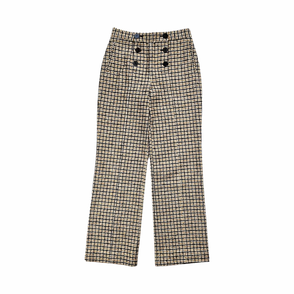 Checked High-Waist Wool Sailor Trousers - Sézane