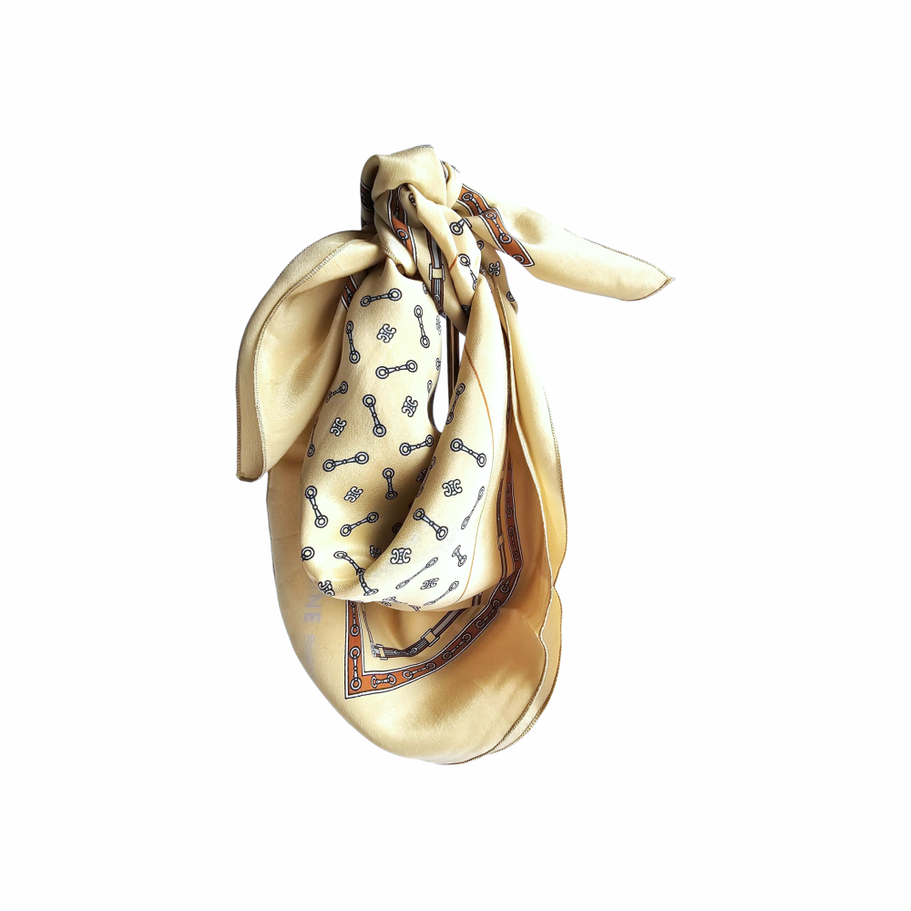 Vintage Silk Print Scarf 1990s - Celine - Re:Velvet