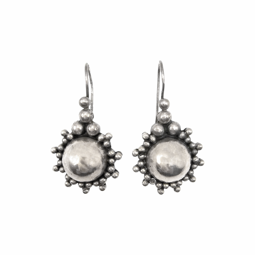 Ethnic Style Silver Drop Earrings