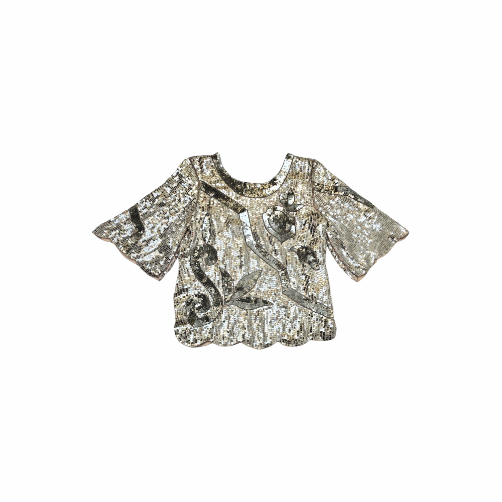 Early 1980s Silver Sequin Blouse