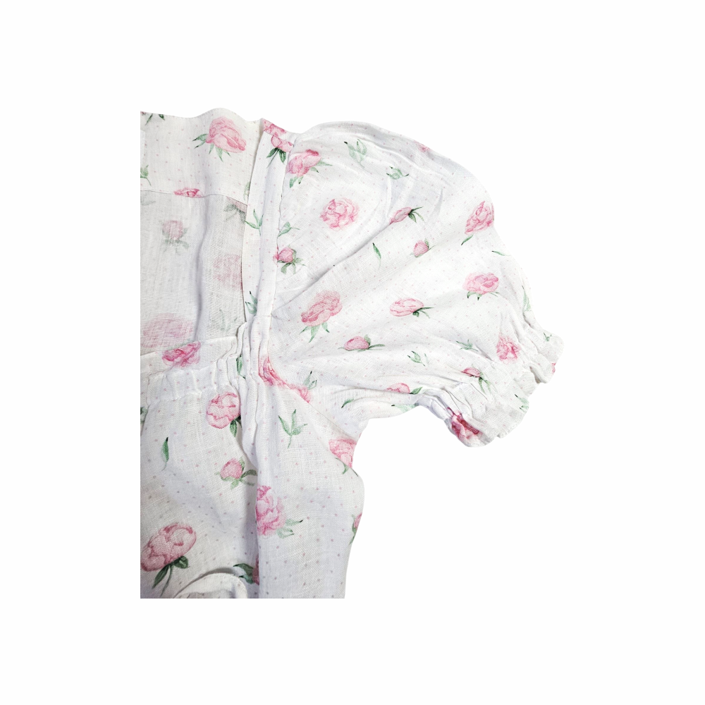 Linen Floral Midi Dress with Corset Lace Detail - Sleeper