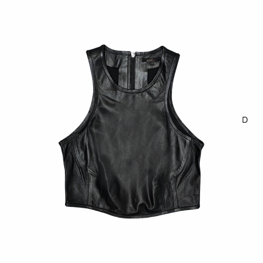 Leather Cropped Tank Top - Bo.Bô Black - Re:Velvet