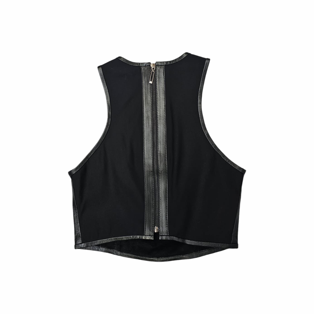 Leather Cropped Tank Top - Bo.Bô Black - Re:Velvet