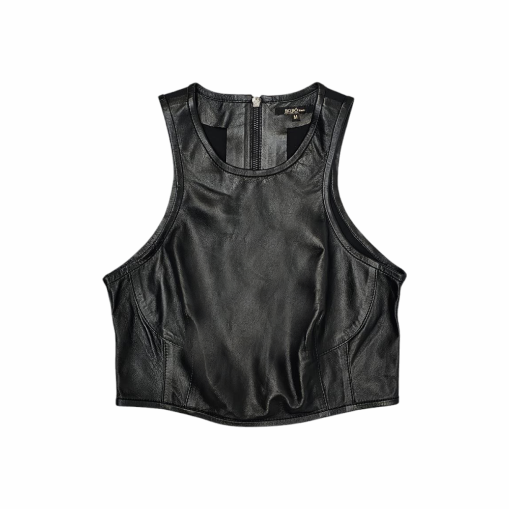 Leather Cropped Tank Top - Bo.Bô Black - Re:Velvet