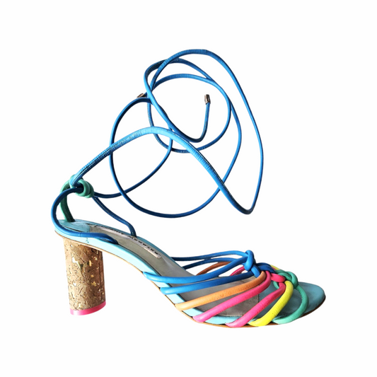 Cork Heel Ankle Wrap Sandals - Sophia Webster - Re:Velvet