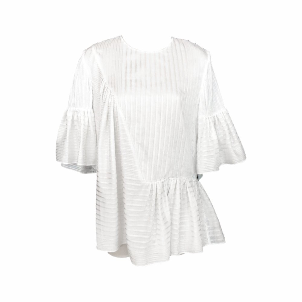 Light Striped and Ruffled Silk Blouse - Stella McCartney