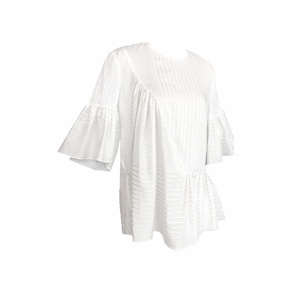 Light Striped and Ruffled Silk Blouse - Stella McCartney
