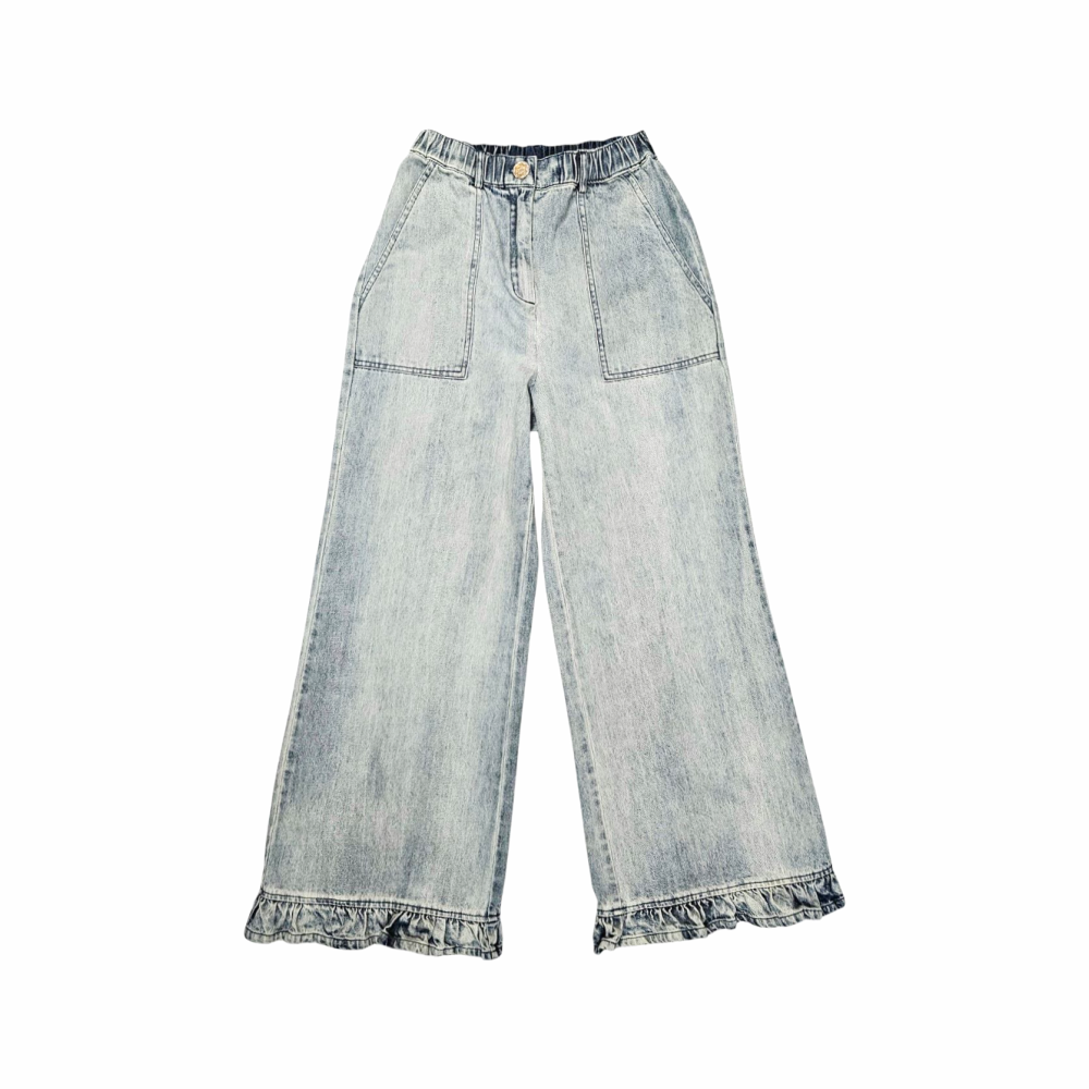 Ruffled Stone Washed Wide Legs Jeans - Chanel - Re:Velvet