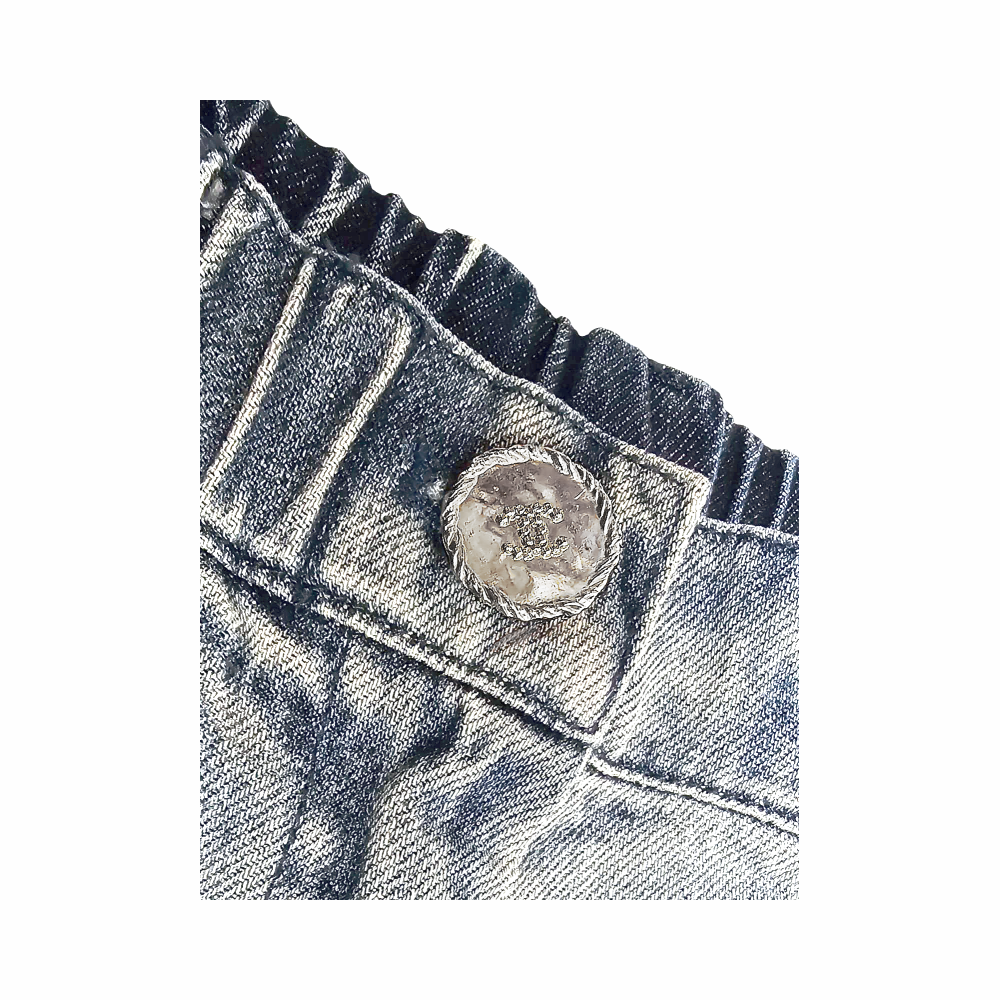 Ruffled Stone Washed Wide Legs Jeans - Chanel - Re:Velvet