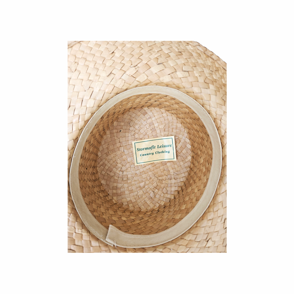 Wide-Brim Woven Straw Hat with Natural Fibre Band - Stormafit Leisure