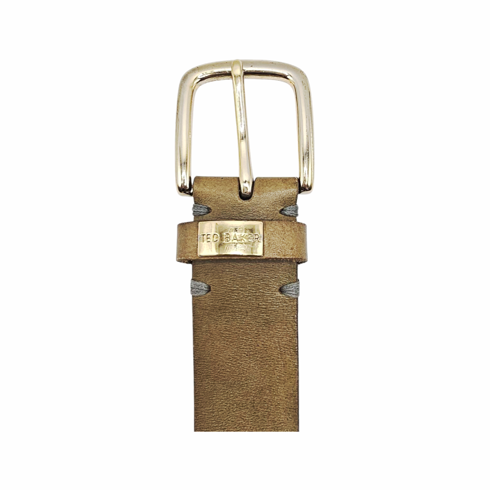 Leather Belt with Gold Buckle & Stud Detailing - Ted Baker