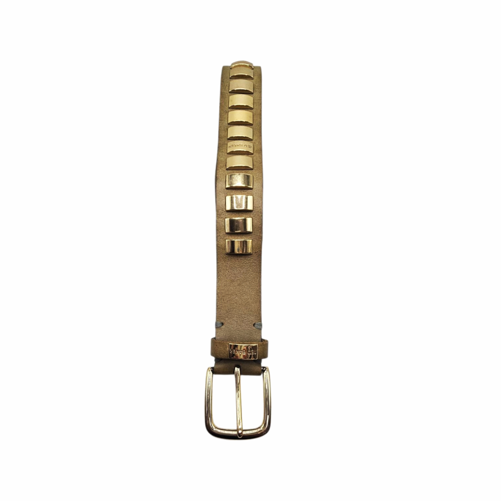 Leather Belt with Gold Buckle & Stud Detailing - Ted Baker