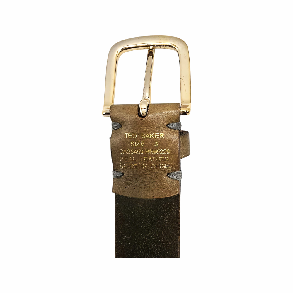 Leather Belt with Gold Buckle & Stud Detailing - Ted Baker