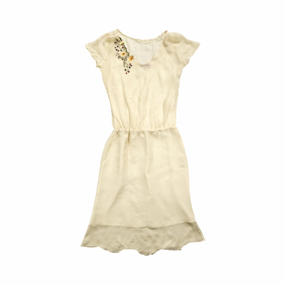Silk Dress with Floral Embroidery - ThêuThêu Vietnam