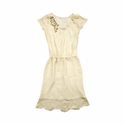 Silk Dress with Floral Embroidery  - ThêuThêu Vietnam