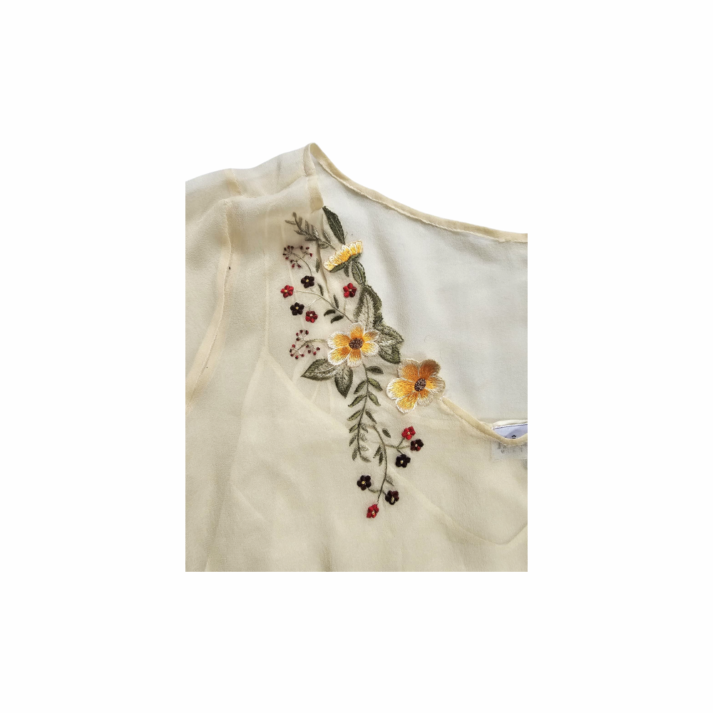 Silk Dress with Floral Embroidery - ThêuThêu Vietnam