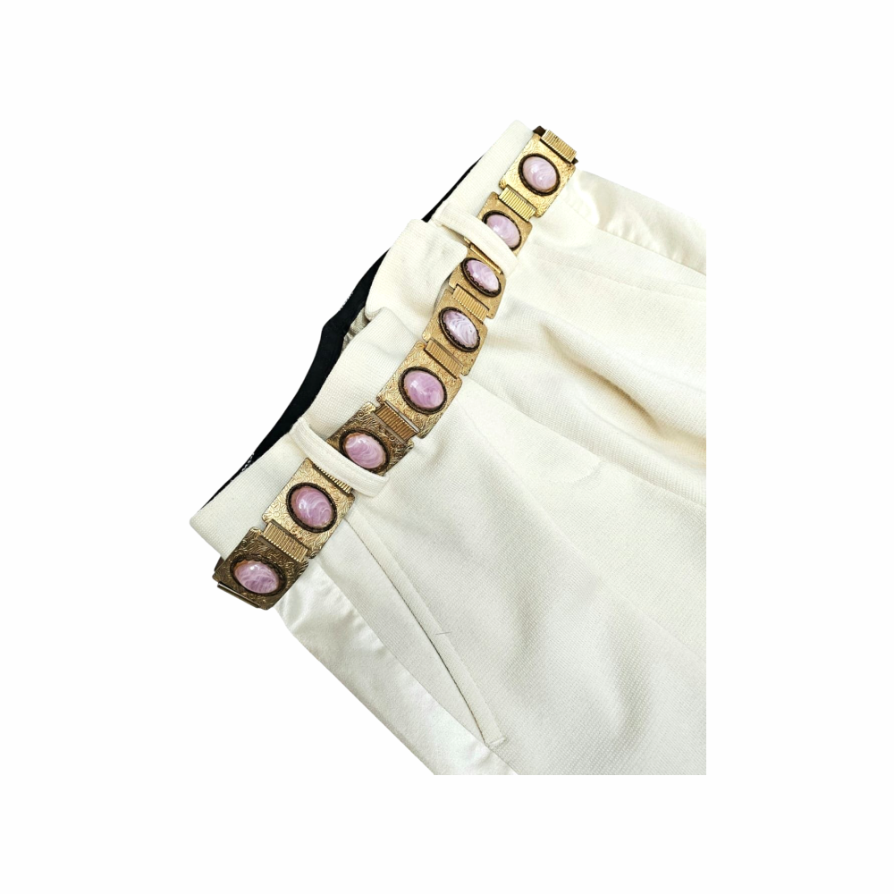 Straight Legs Trousers with Satin Side Band - Tory Burch