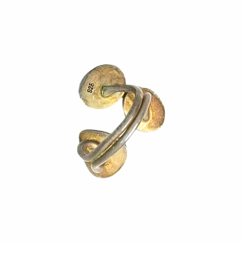 Trio of Natural Gemstones Adjustable Gold Coated Sterling Silver Ring