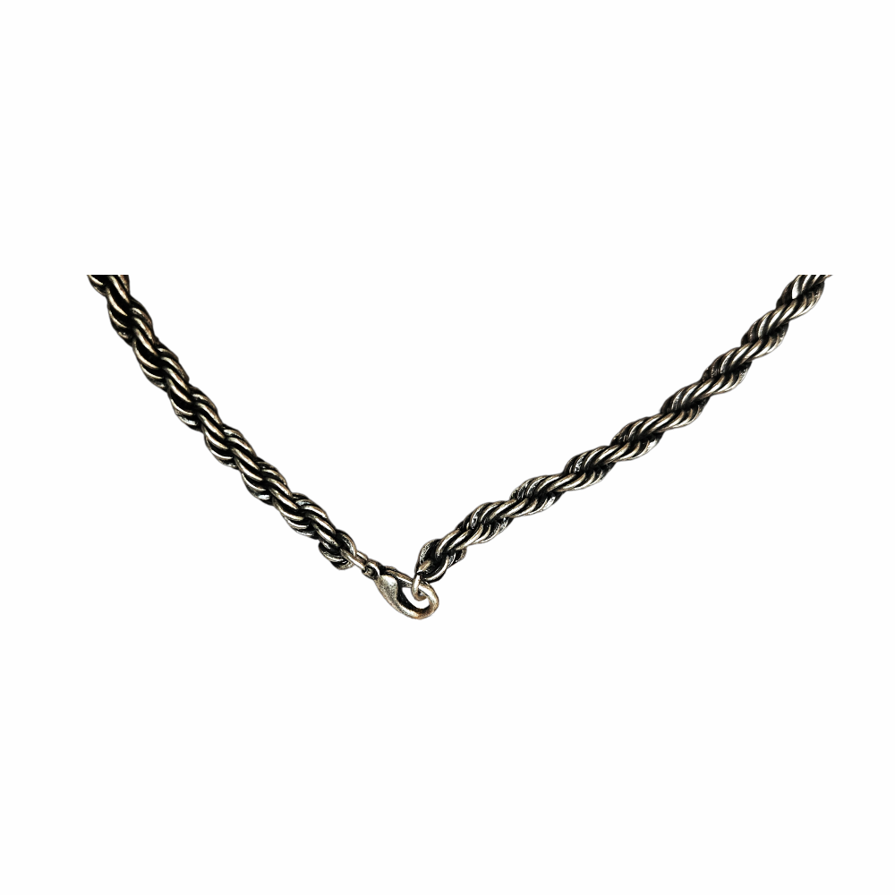 Vintage India Silver Heraldic Shield Pendant on Twisted Rope Chain