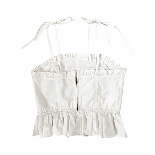 Ruffle Hem Corset-Style Tie Strap Top - Ulla Johnson