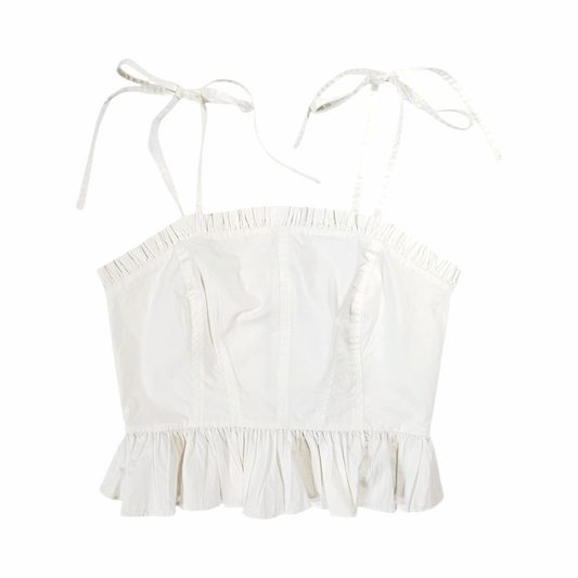 Ruffle Hem Corset-Style Tie Strap Top - Ulla Johnson