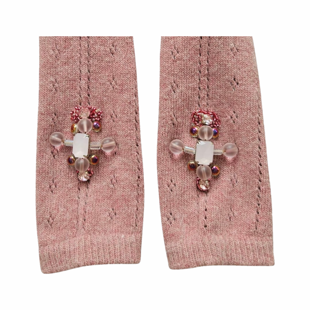 Upstyled Pink Hand‑Beaded Embellished Socks