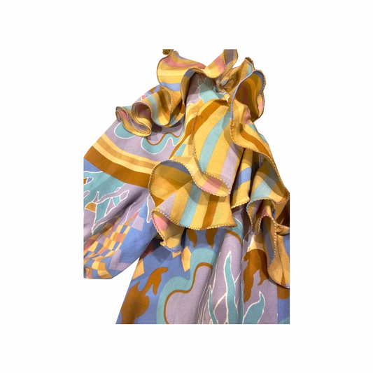 Vintage 70s Ruffle and floral floaty dress - Frank Usher - Re:Velvet