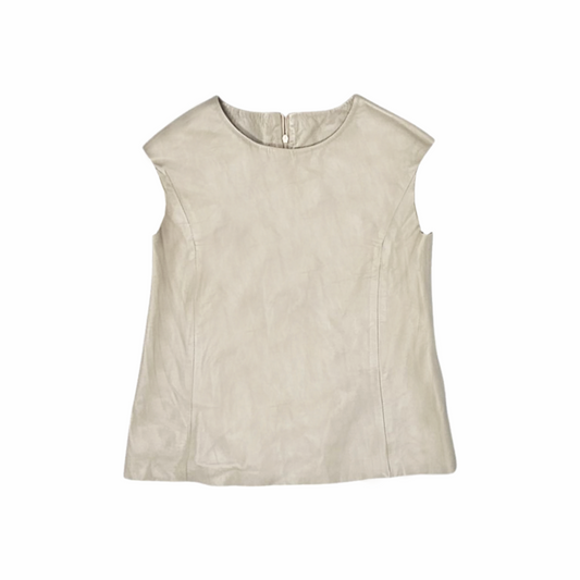 Cap Sleeves Lambskin Leather Top - Re:Velvet