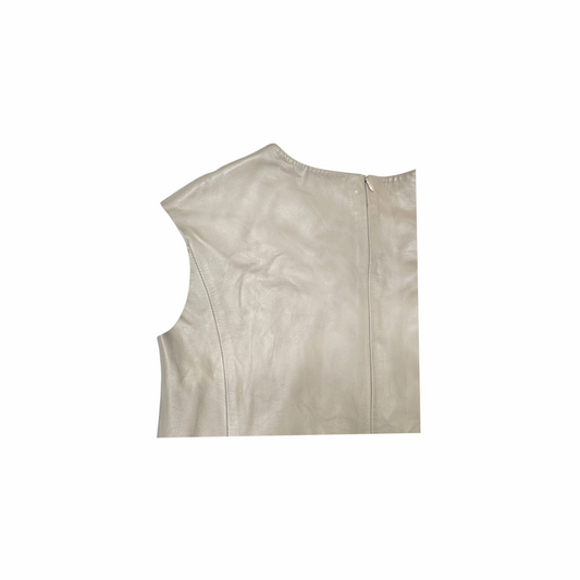 Cap Sleeves Lambskin Leather Top - Re:Velvet