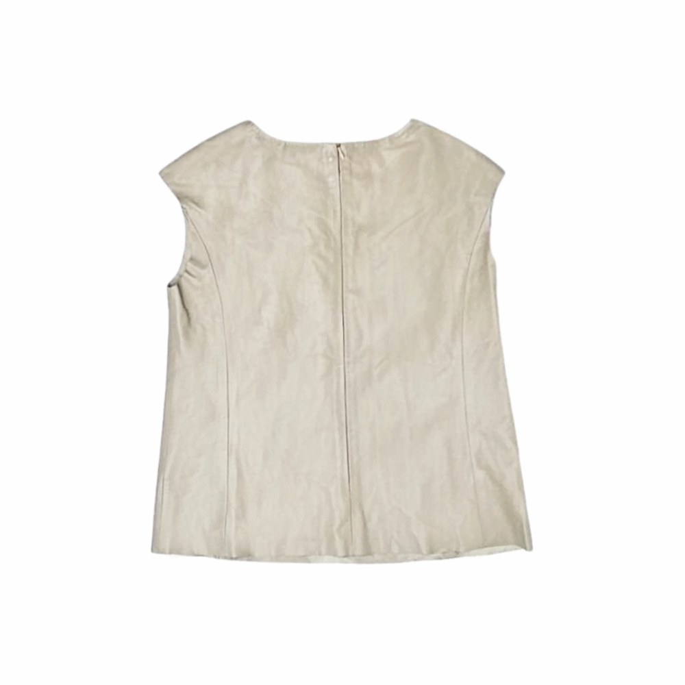 Cap Sleeves Lambskin Leather Top - Re:Velvet