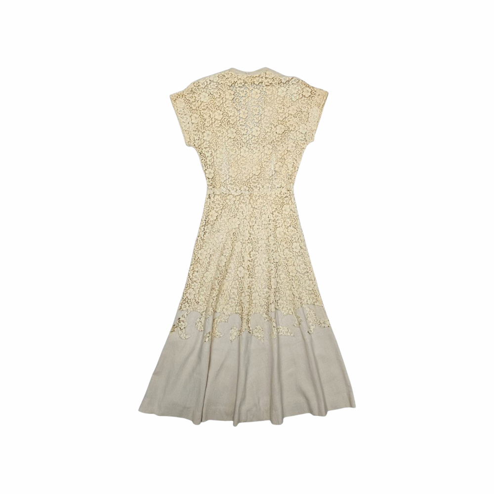 1960 Vintage Customized Slip On Linen and Cotton Lace Dress - Re:Velvet